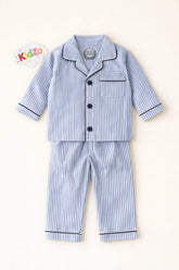 Baby Boys Blue Stripe Pajama Set – 0-24 Months