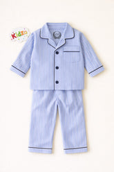 Baby Boys Blue Wide Stripe Pajama Set – 0-24 Months