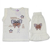 Baby Girls Butterfly Print Sleeveless Top & Ruffle Shorts Set