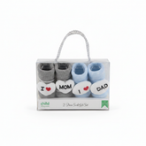 Baby sock gift set white studio background