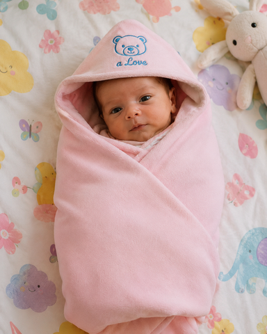 Kids Smile Baby Wrapping Sheet – Pink Bear