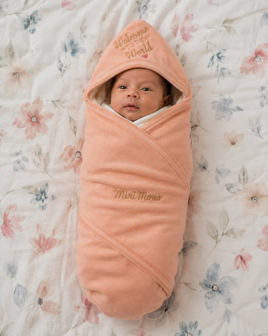 Mini Mono Baby Wrapping Sheet – Peach