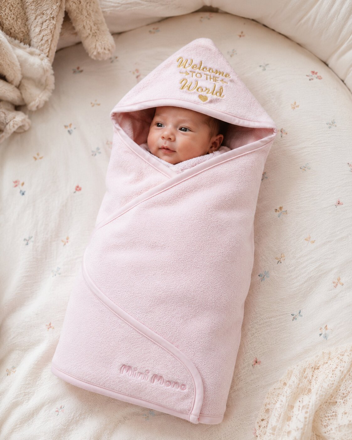 Mini Mono Baby Wrapping Sheet – Light Pink