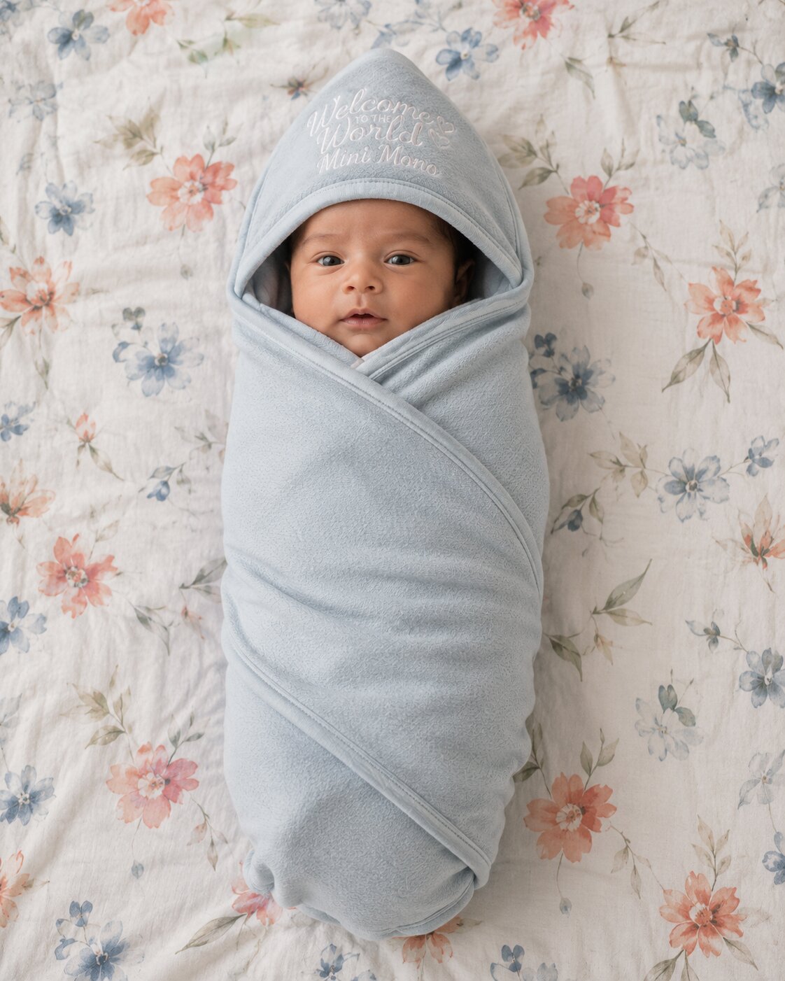 Mini Mono Baby Wrapping Sheet – Blue