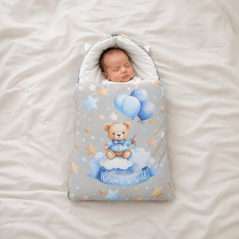Baby Sleeping Bag - Welcome to the World Teddy Bear Print