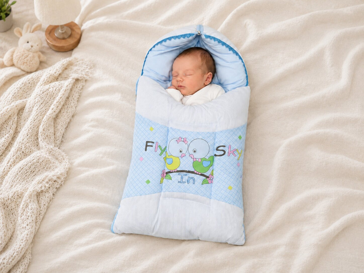 Baby Sleeping Bag - Fly Sky In Blue Birds Print
