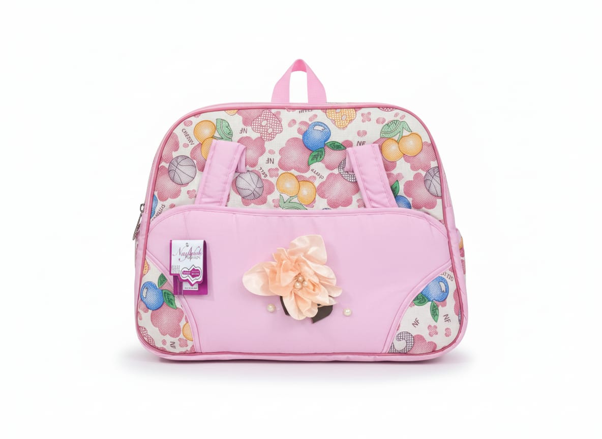 Pink Floral Baby Diaper Tote Bag