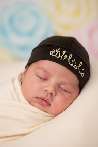 Newborn Mashallah Cap - Black