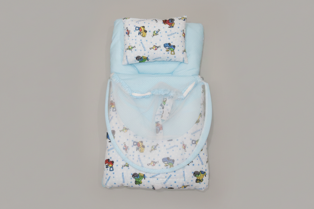Baby Bedding Set - Blue Cartoon Sports Print