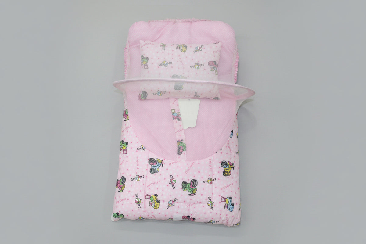 Baby Bedding Set - Pink Cartoon Sports Print (3-Piece)