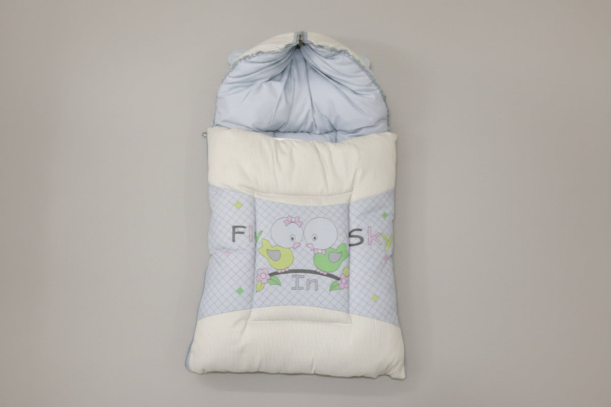 Baby Sleeping Bag - Blue Cute Birds Print