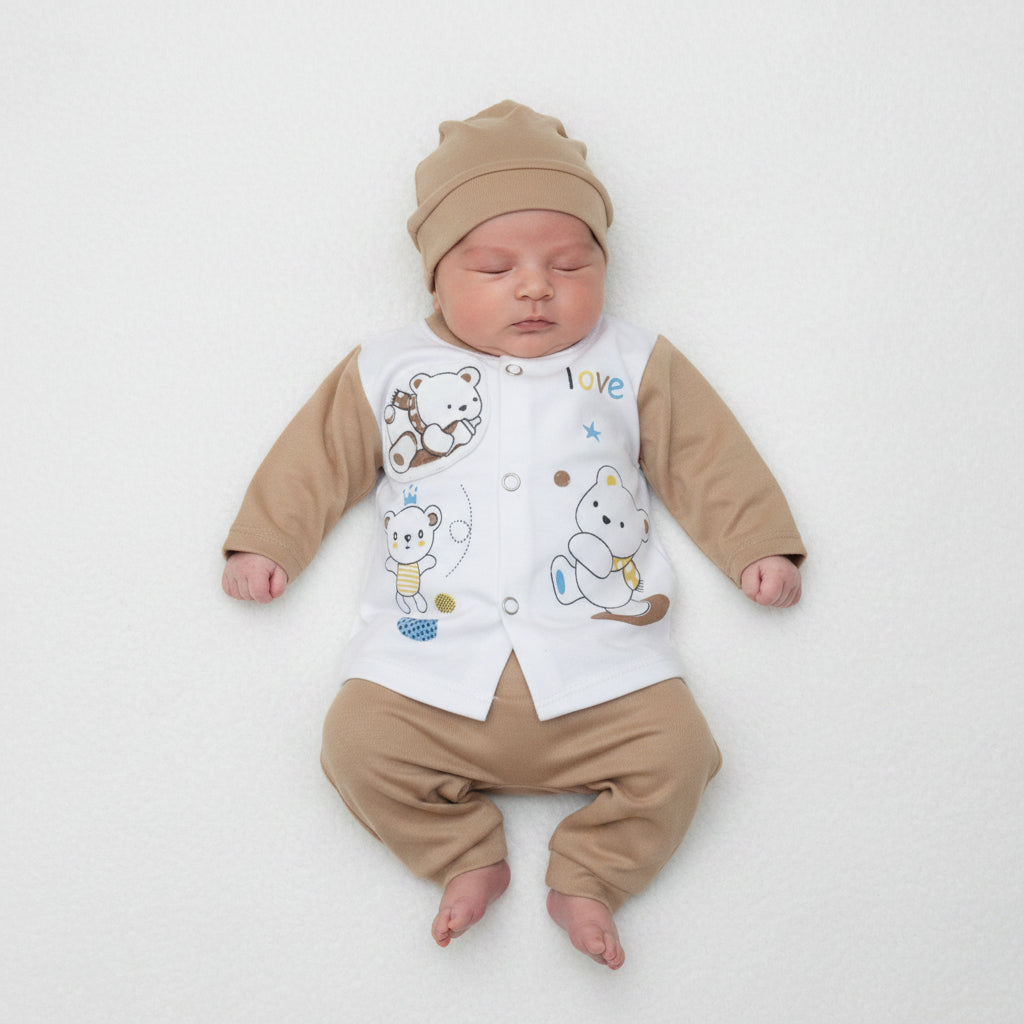 Baby Born Love Bear 3-Piece Set (Shirt + Pants + Cap) Newborn