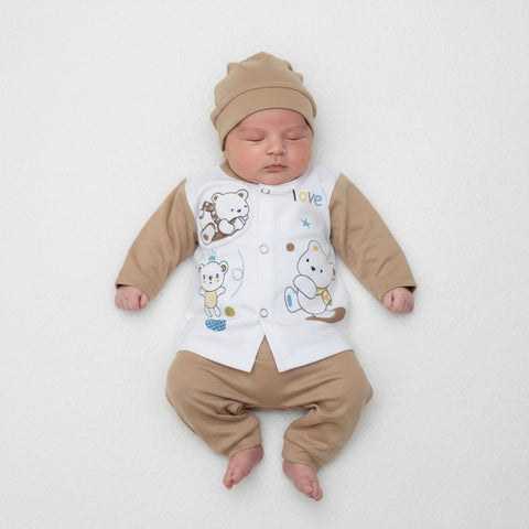 Baby Born Love Bear 3-Piece Set (Shirt + Pants + Cap) Newborn