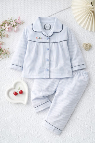 Baby Girls Light Blue Stripe Pajama Set – 0-24 Months