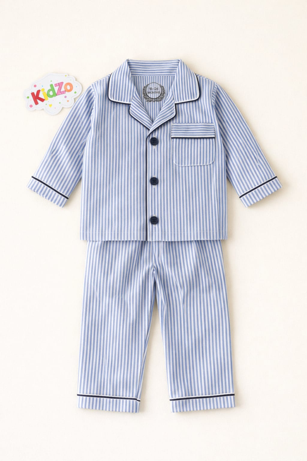 Baby Boys Blue Stripe Pajama Set – 0-24 Months