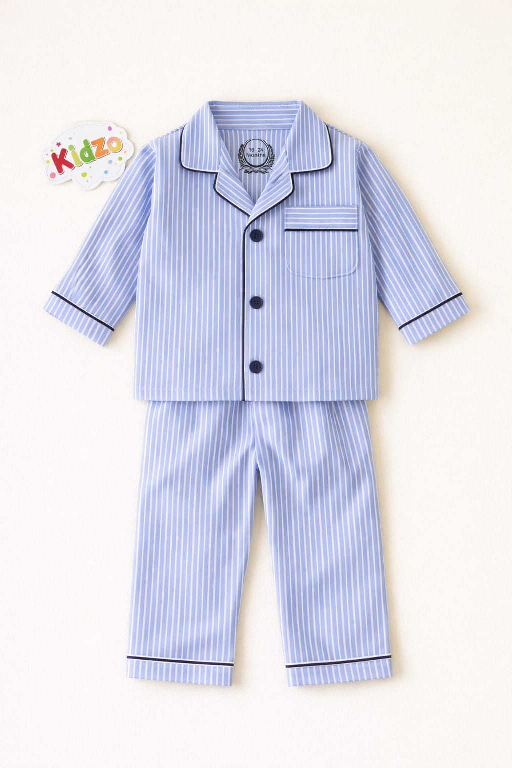 Baby Boys Blue Wide Stripe Pajama Set – 0-24 Months