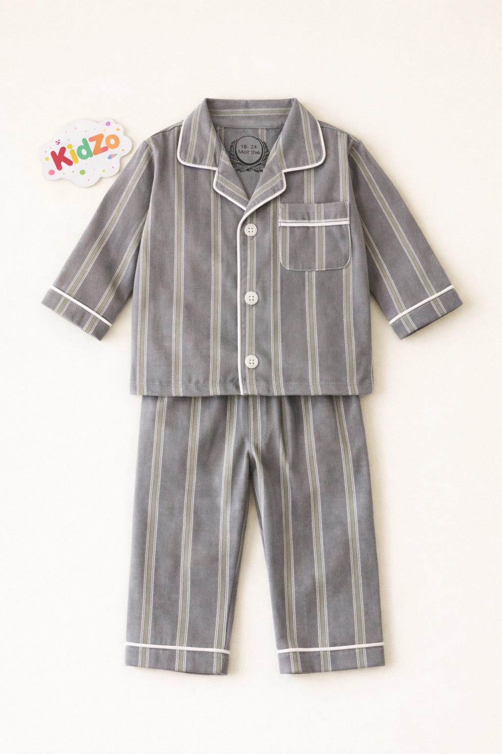 Baby Boys Grey Stripe Pajama Set – 0-24 Months