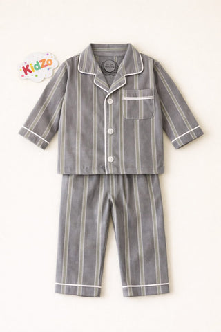 Baby Boys Grey Stripe Pajama Set – 0-24 Months
