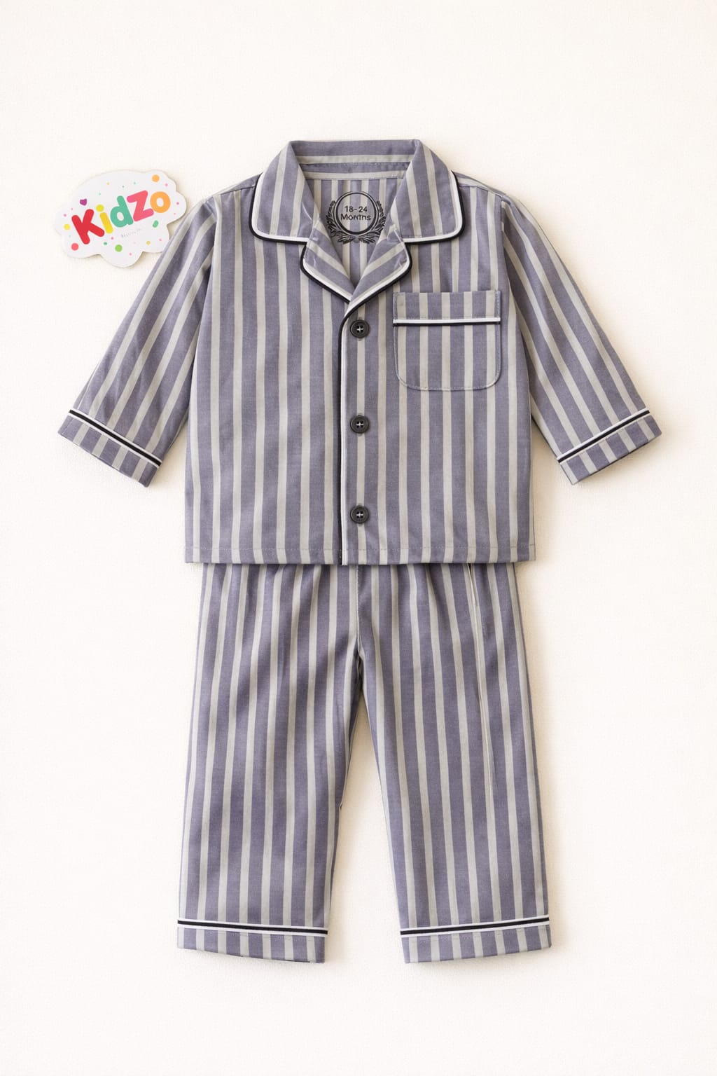 Baby Boys Grey Check Pajama Set – 0-24 Months