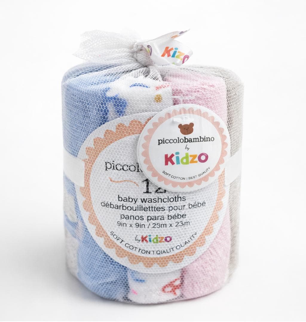 Piccolobambino by Kidzo 12-Piece Baby Washcloths - Soft Cotton