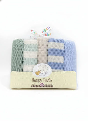 Happy Flute 10-Piece Baby Wash Cloths - Striped Muslin