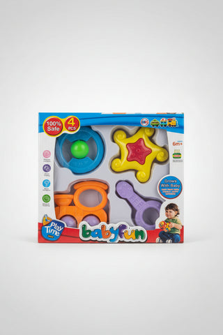 BabyFun 4-Piece Baby Rattle & Teether Set - 100% Safe