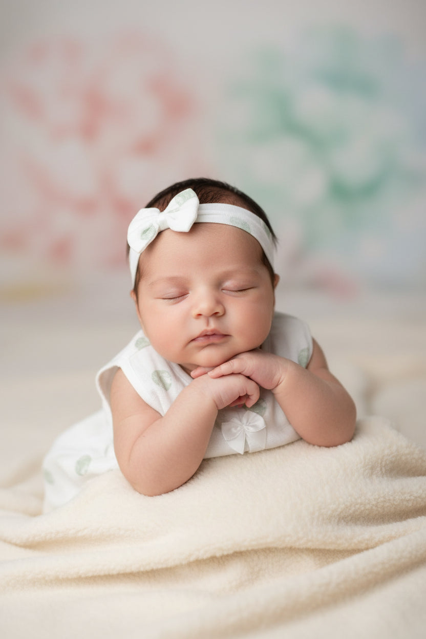 Kidzo Baby Girl Frock with Headband – Brown Floral Print