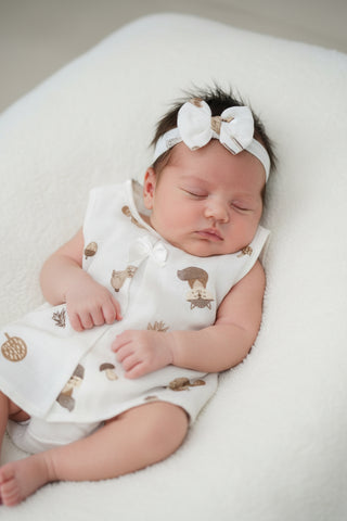 Kidzo Baby Girl Frock with Headband – Squirrel Print