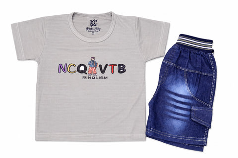 Premium China Fabric Baby Boy Graphic T-Shirt & Shorts Set (1-4 Years)