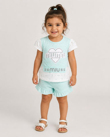 Baby Girl Miu Miu Printed 2 Piece Top & Shorts Set – 1 to 5 Years