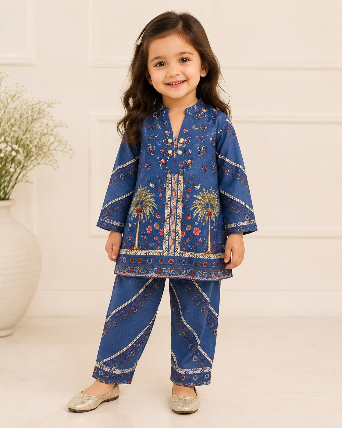 Baby Girl Blue Printed 2 Piece Suit – 1 to 5 Years