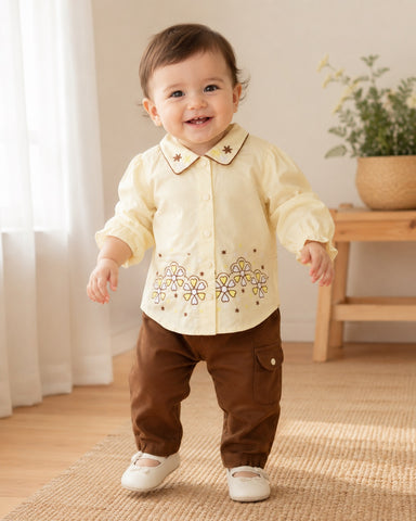 Baby Girl Embroidered 2 Piece Shirt & Trouser Set – 1 to 5 Years