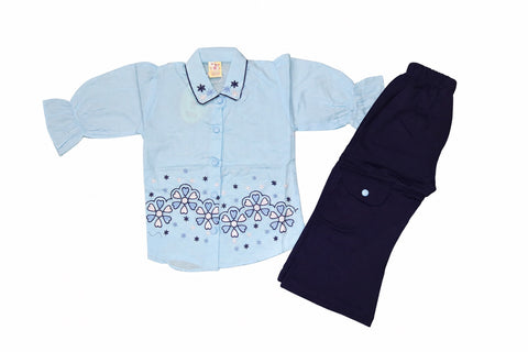 Baby Girl Embroidered 2 Piece Shirt & Trouser Set – 1 to 5 Years