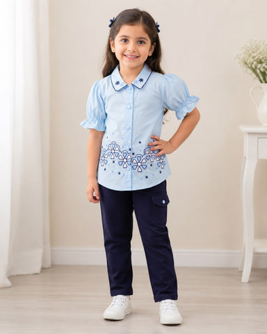 Baby Girl Embroidered 2 Piece Shirt & Trouser Set – 1 to 5 Years