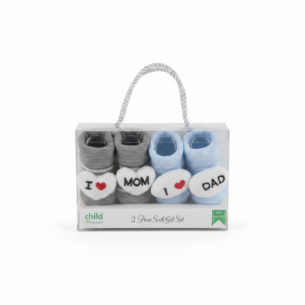 Baby sock gift set white studio background
