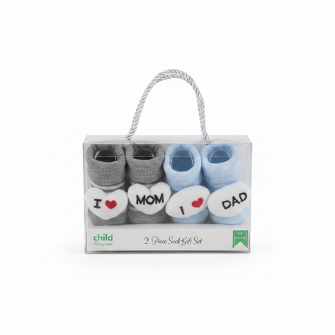 Baby sock gift set white studio background