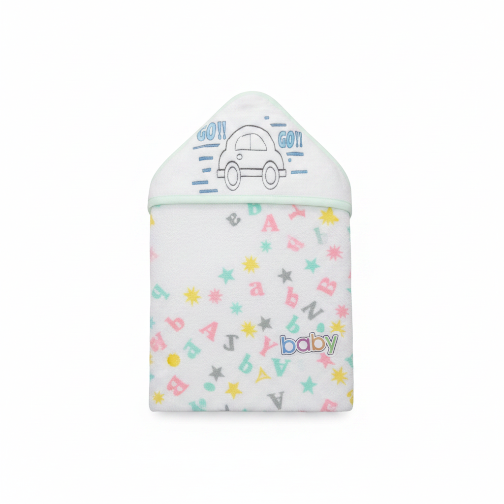 Baby Hooded Bath Towel Pastel Cartoon Print