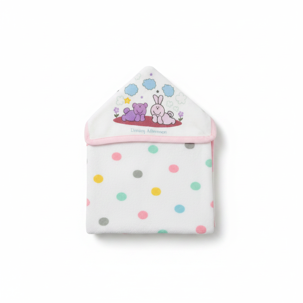 Baby Hooded Bath Towel Soft Pastel Print