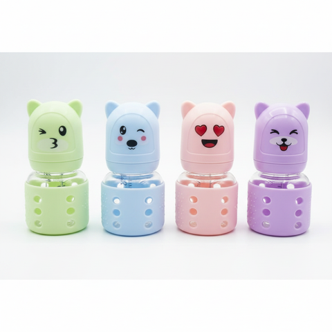Dnei Bear Face Glass Baby Bottle