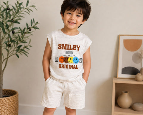 Cute Smiley Summer Outfit for Baby Boys