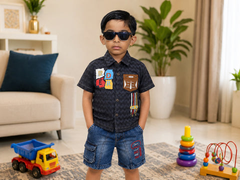 Trendy Baby Boy Outfit with Denim Shorts | Ages 1-4 Years