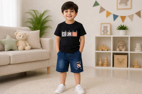 Tokyo Code Baby Boy T-Shirt & Denim Shorts Set (1-4 Years)