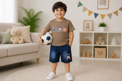 Tokyo Code Baby Boy T-Shirt & Denim Shorts Set (1-4 Years)